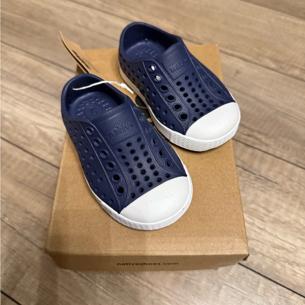 Native Shoes Blue and White Water Shoes Lightweight Slip-On